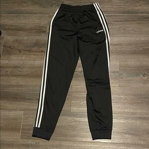 Adidas Kids Black Joggers with White Stripes